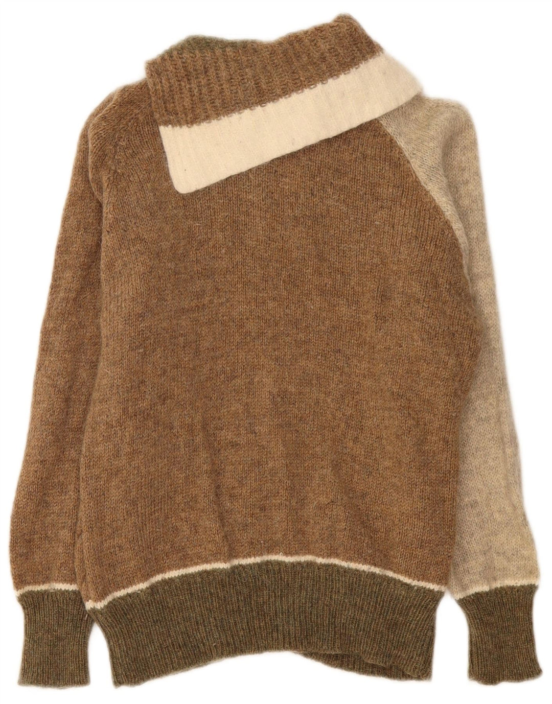 Maglione da donna VINTAGE con collo a scialle UK 12 medio multicolore