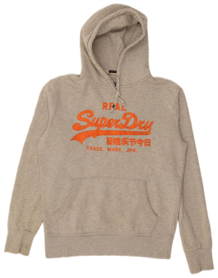 Maglione con cappuccio grafico da uomo Superdry in cotone grigio medio