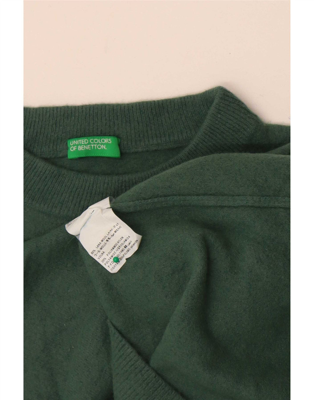 Benetton Maglione a collo alto da donna UK 14 Lana verde medio