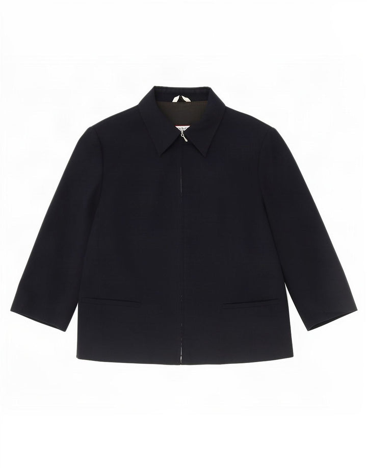 Max & Co. Giacca blazer da donna con zip intera e manica a 3/4 UK 14 Large Blu Navy