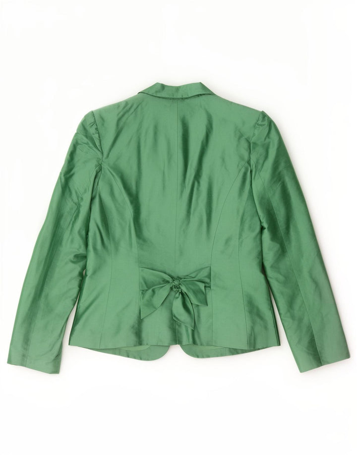 Luisa Spagnoli Giacca Blazer a 3 Bottoni da Donna UK 14 Seta Verde Medio