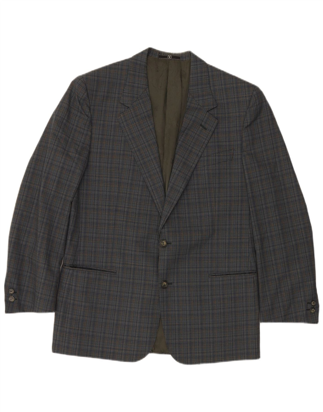 VALENTINO Giacca Blazer 2 Bottoni Uomo IT 50 Large Blue Check Viscosa