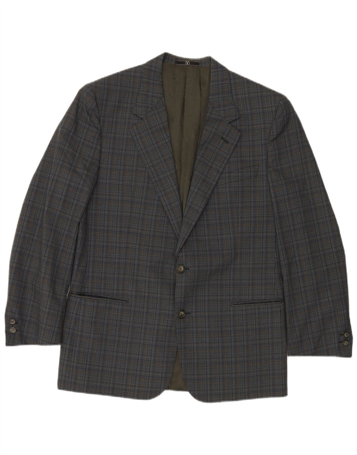 VALENTINO Giacca Blazer 2 Bottoni Uomo IT 50 Large Blue Check Viscosa
