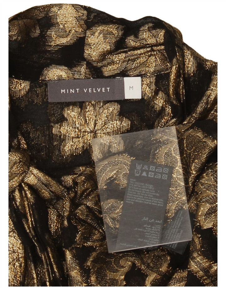 MINT VELVET Camicetta da donna con cravatta sul davanti UK 14 Viscosa floreale oro medio