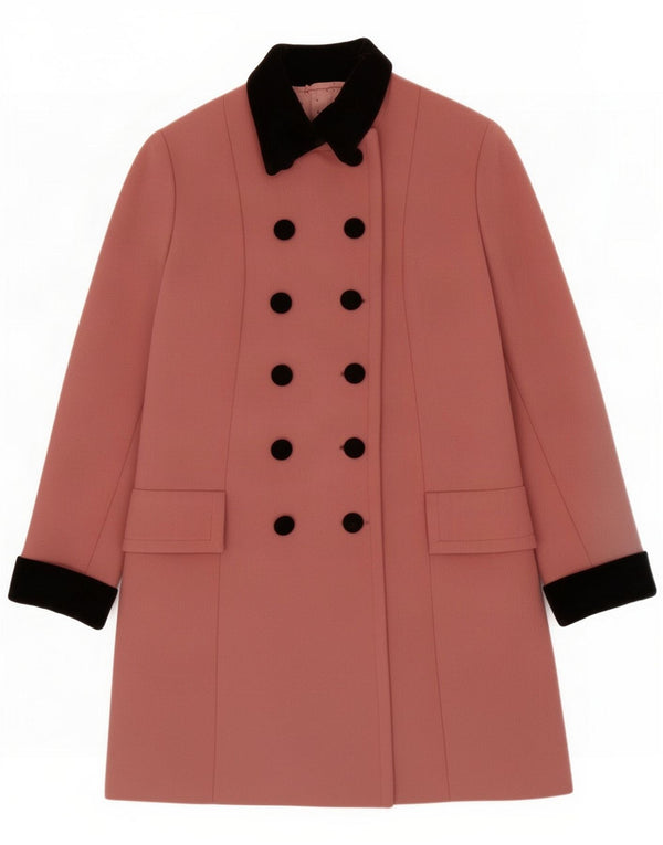 Cappotto doppiopetto vintage da donna UK 8 piccolo rosa color block classico