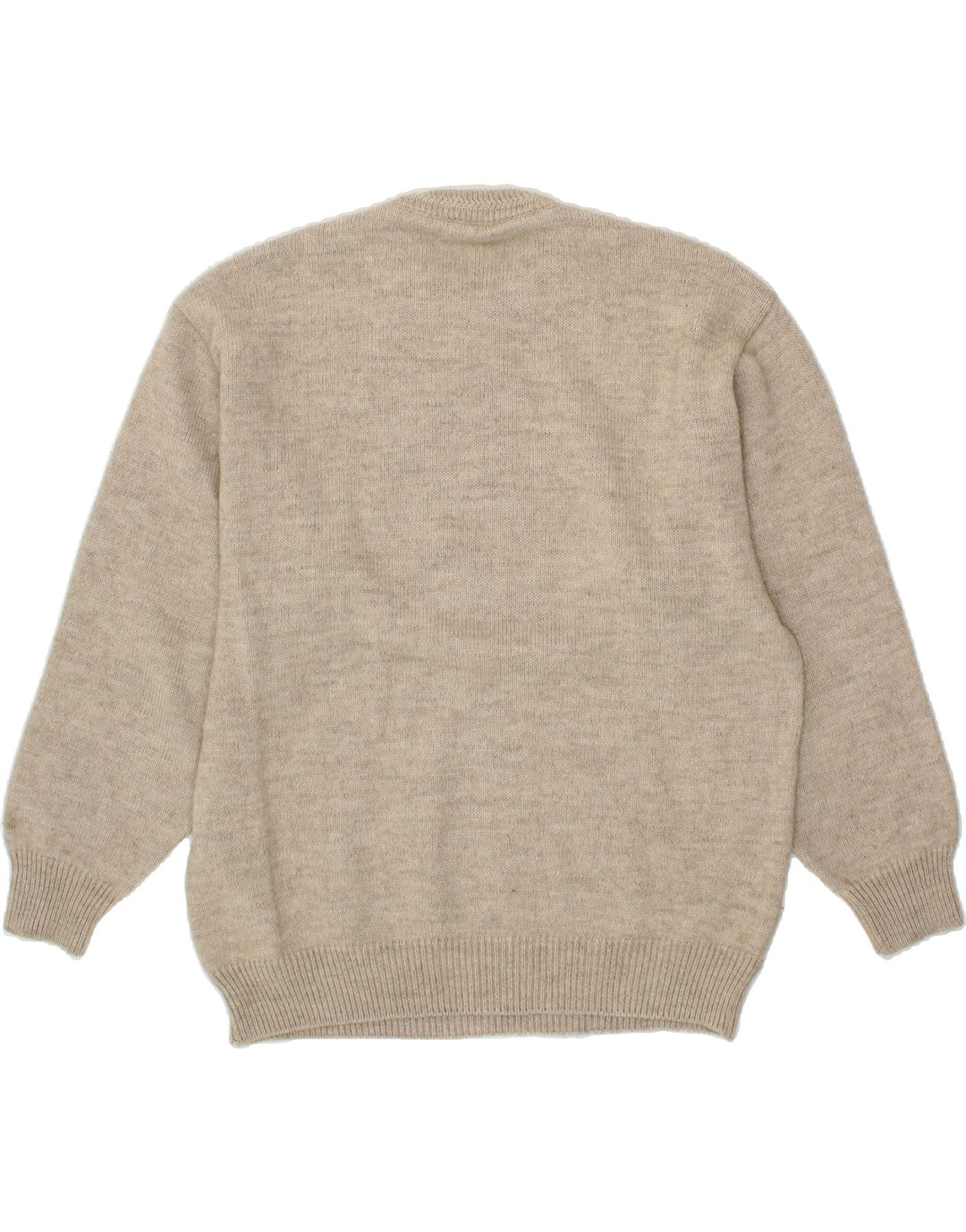 VINTAGE Mens Crew Neck Jumper Sweater Large Beige Argyle/Diamond Wool Vintage Vintage and Second-Hand Vintage from Messina Hembry 