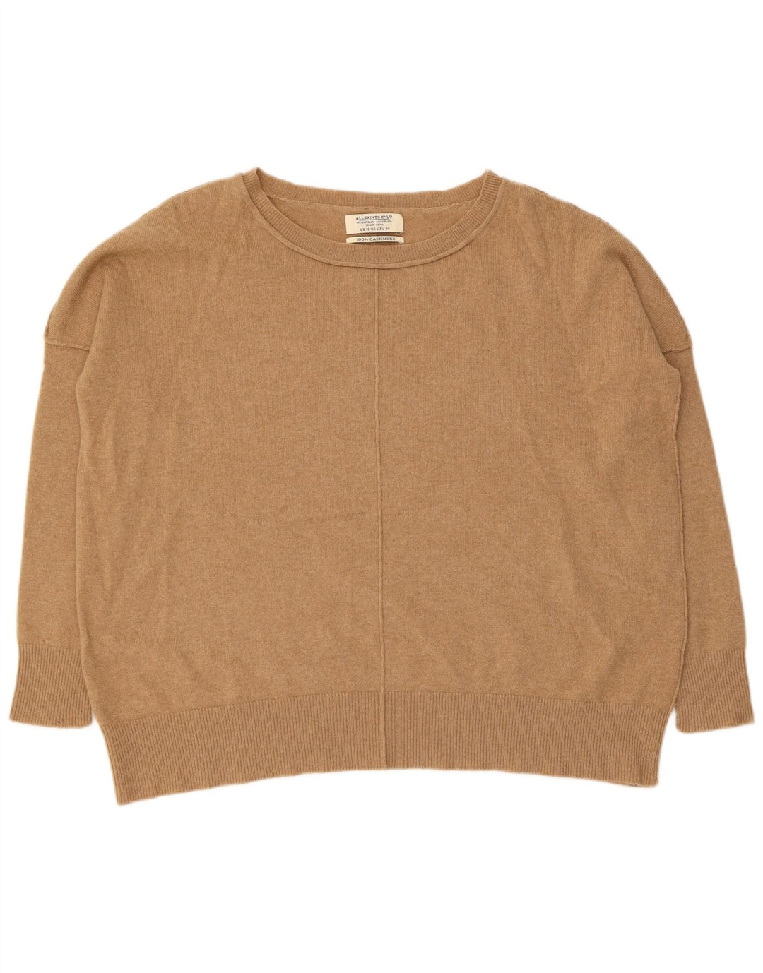 Maglione maglione oversize con scollo a barca da donna All Saints UK 10 piccolo Beige