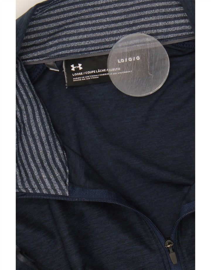 Under Armour Uomo Pullover con zip e collo della tuta da ginnastica Top grande blu navy screziato