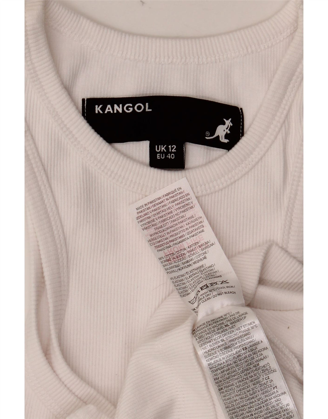 Canotta corta da donna KANGOL UK 12 cotone bianco medio