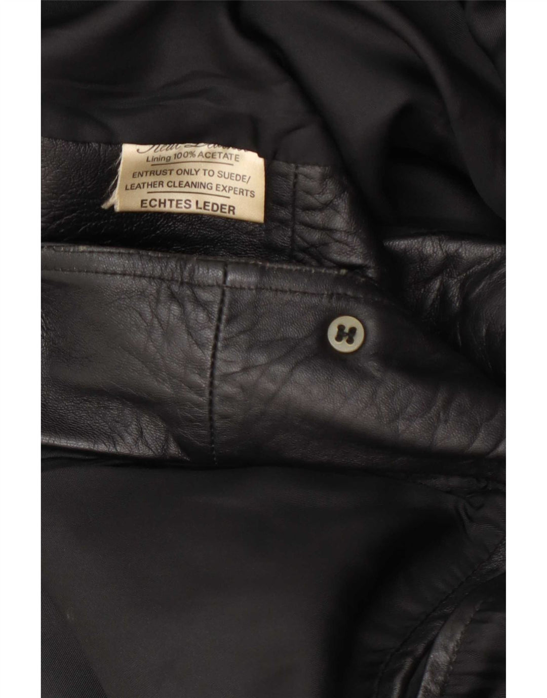 Giacca blazer in pelle vintage da uomo a 2 bottoni UK 38 media nera