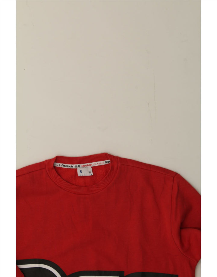 REEBOK Mens Graphic Sweatshirt Jumper Small Red Cotton Vintage Reebok and Second-Hand Reebok from Messina Hembry 