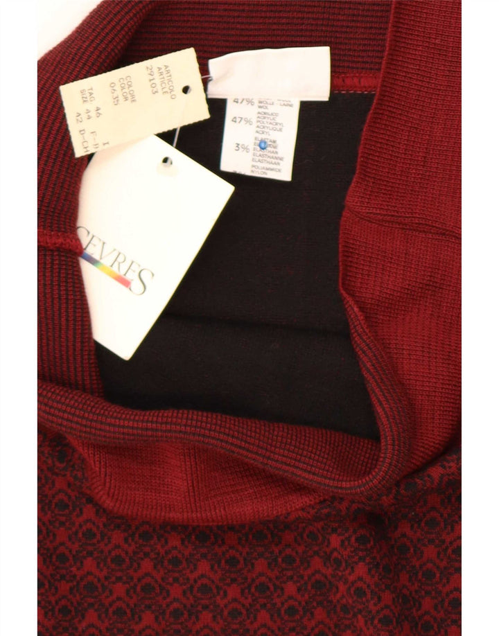Gonna a tubino da donna con motivo astratto Sevres IT 44 media W28 lana bordeaux