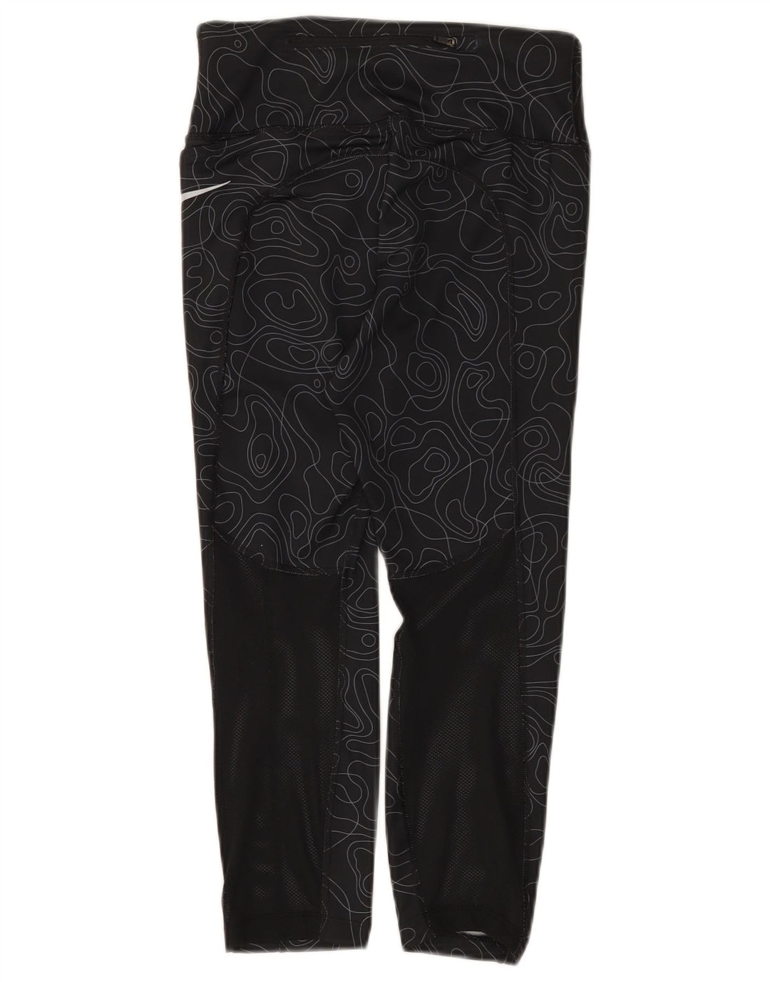 Leggings Nike Dri Fit Capri da donna UK 8 Small Nero geometrico