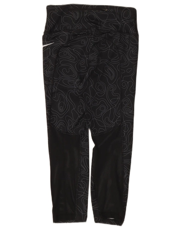 Leggings Nike Dri Fit Capri da donna UK 8 Small Nero geometrico