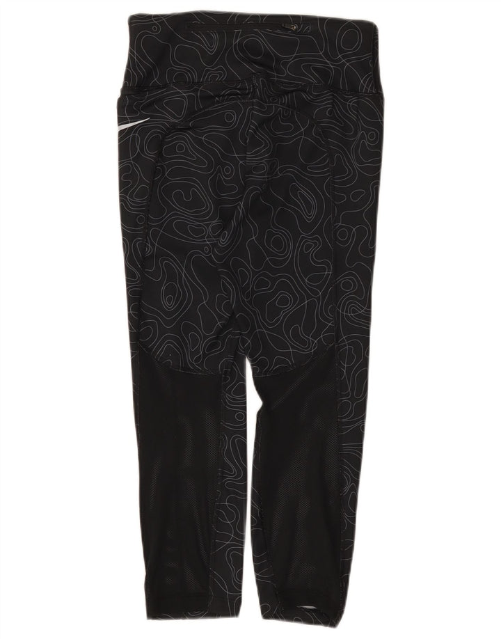 Leggings Nike Dri Fit Capri da donna UK 8 Small Nero geometrico