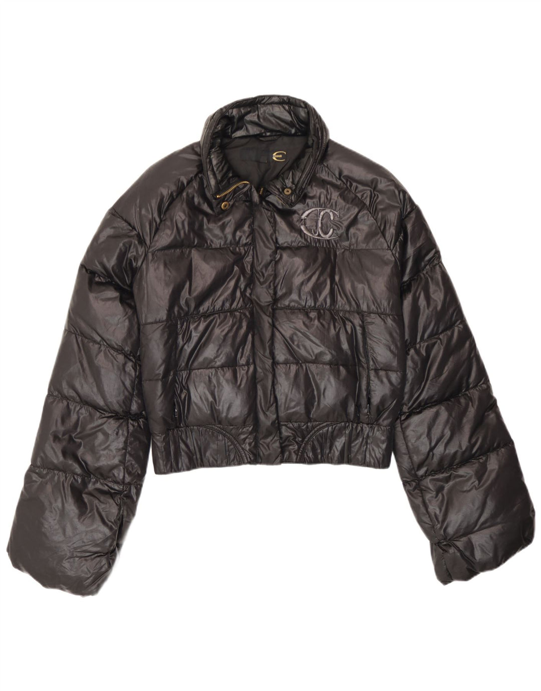 Giubbotto imbottito con cappuccio Just Cavalli Donna Crop IT 42 Medium Nero Poliammide