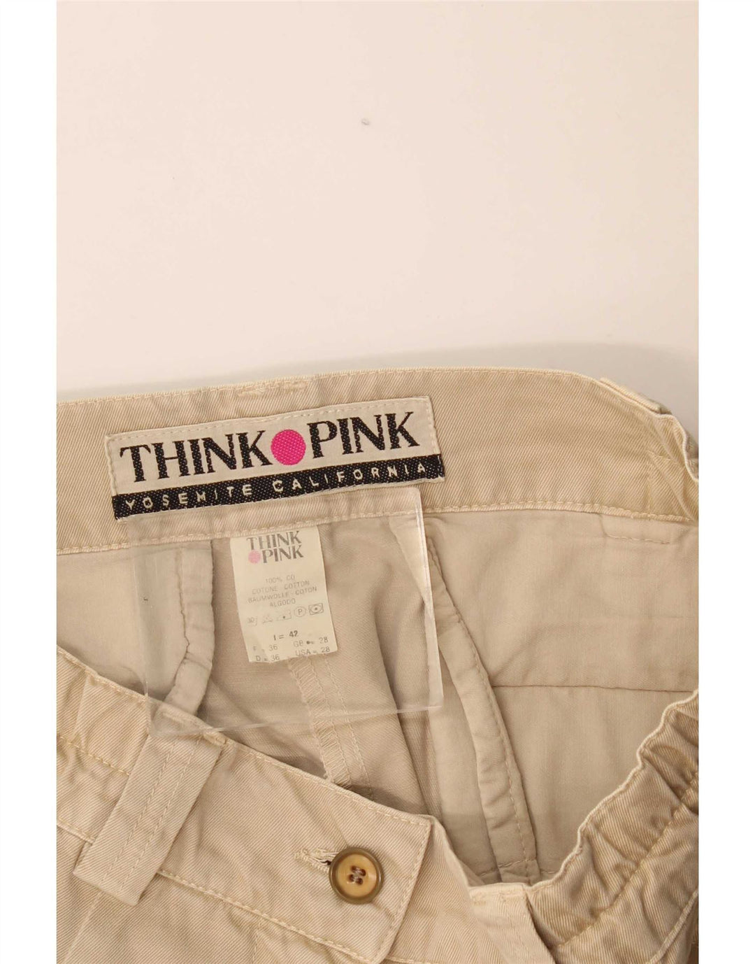 Pantaloncini cargo da donna Think Pink IT 42 medio W28 cotone beige