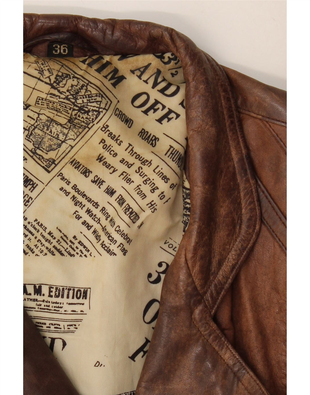 Giacca corta oversize da donna VINTAGE EU 36 piccola in pelle marrone