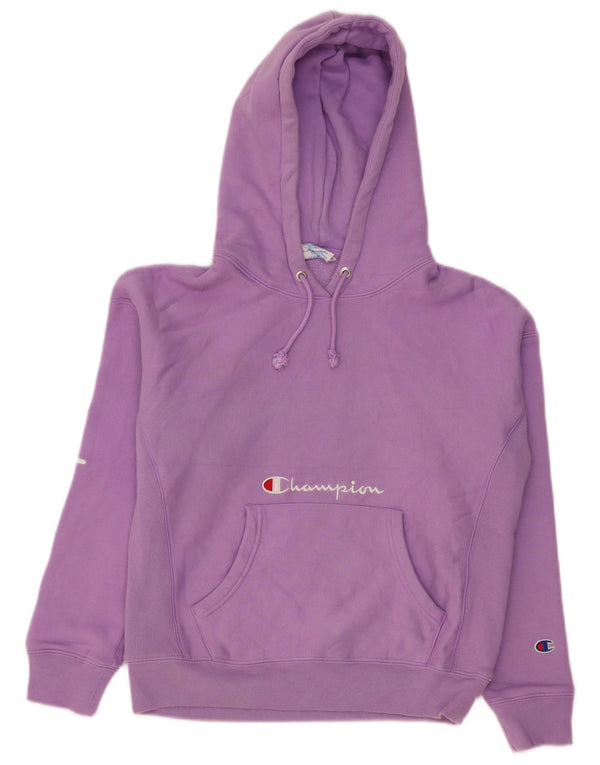 Maglione con cappuccio oversize grafico da donna Champion UK 10 piccolo cotone viola