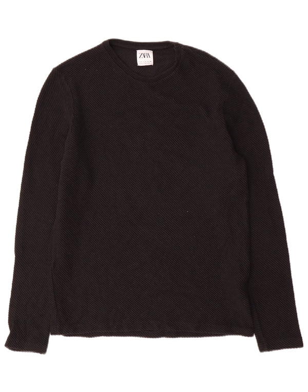Top Zara da uomo a maniche lunghe piccolo in cotone nero
