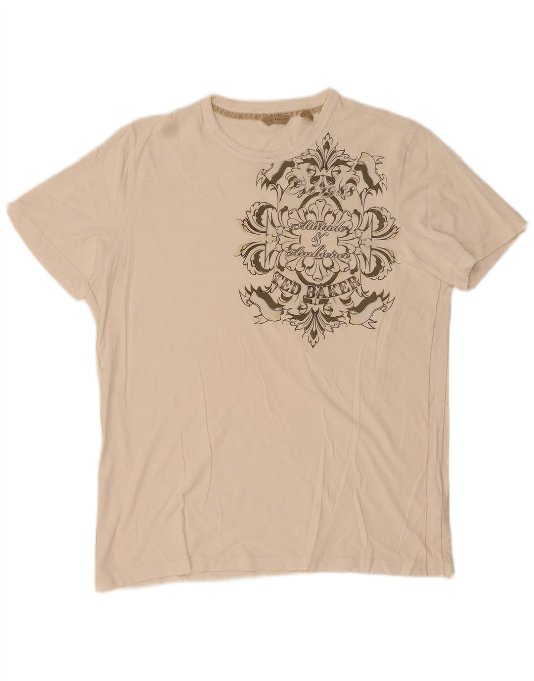 T-shirt grafica da uomo Ted Baker taglia superiore 3 cotone bianco medio