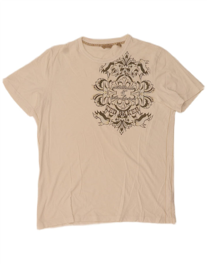 T-shirt grafica da uomo Ted Baker taglia superiore 3 cotone bianco medio