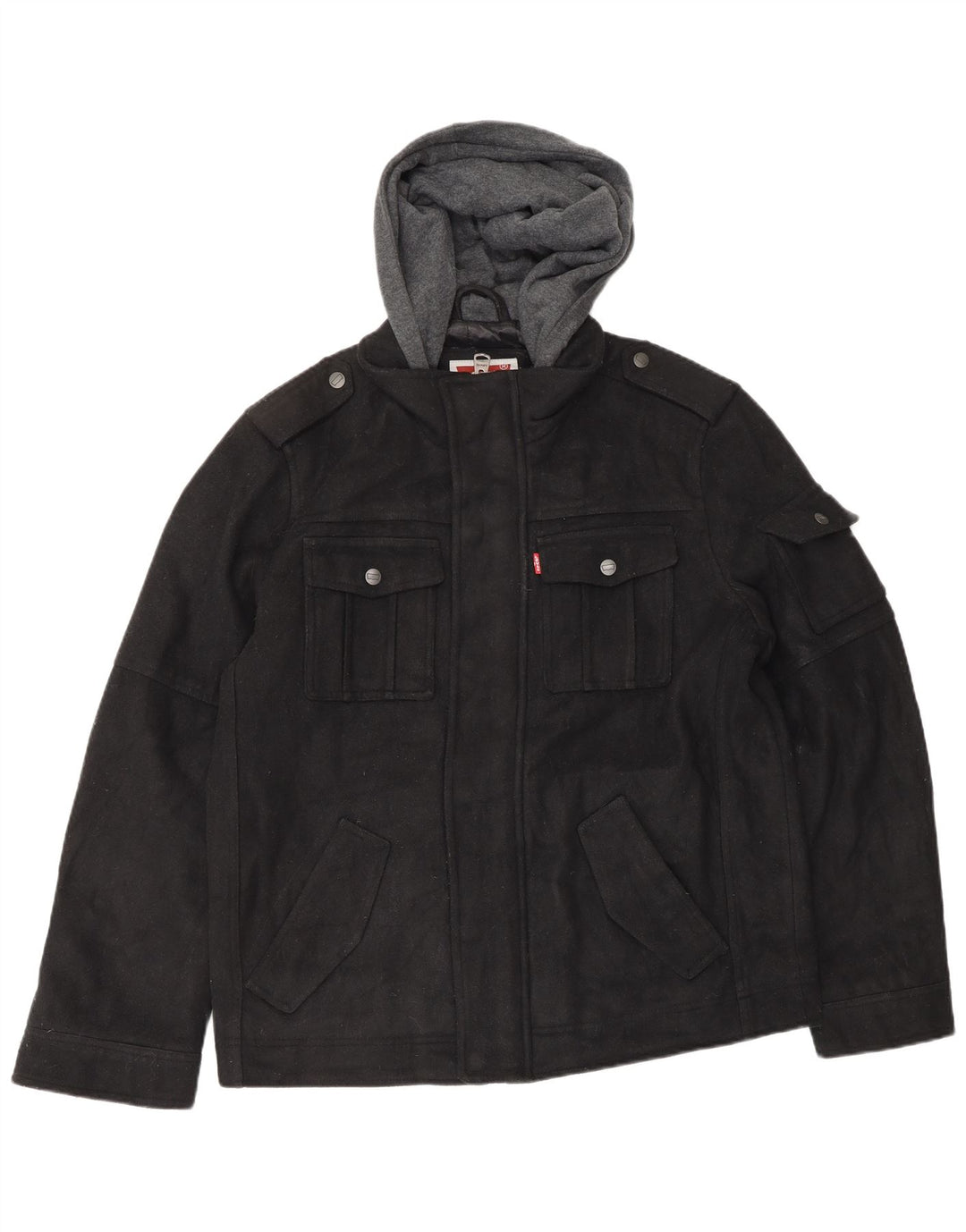 Giacca a vento militare con cappuccio da uomo LEVI'S UK 38 media nera