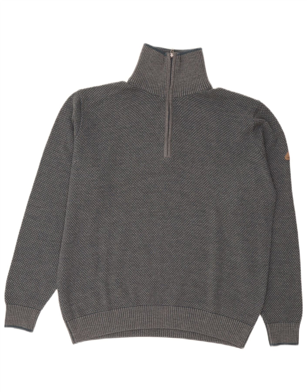 Maglione da uomo Navigare con zip e collo grande in lana grigia