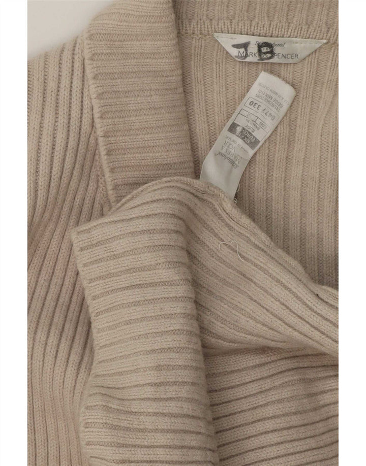 Maglione cardigan da donna Marks & Spencer UK 10 piccolo lana beige