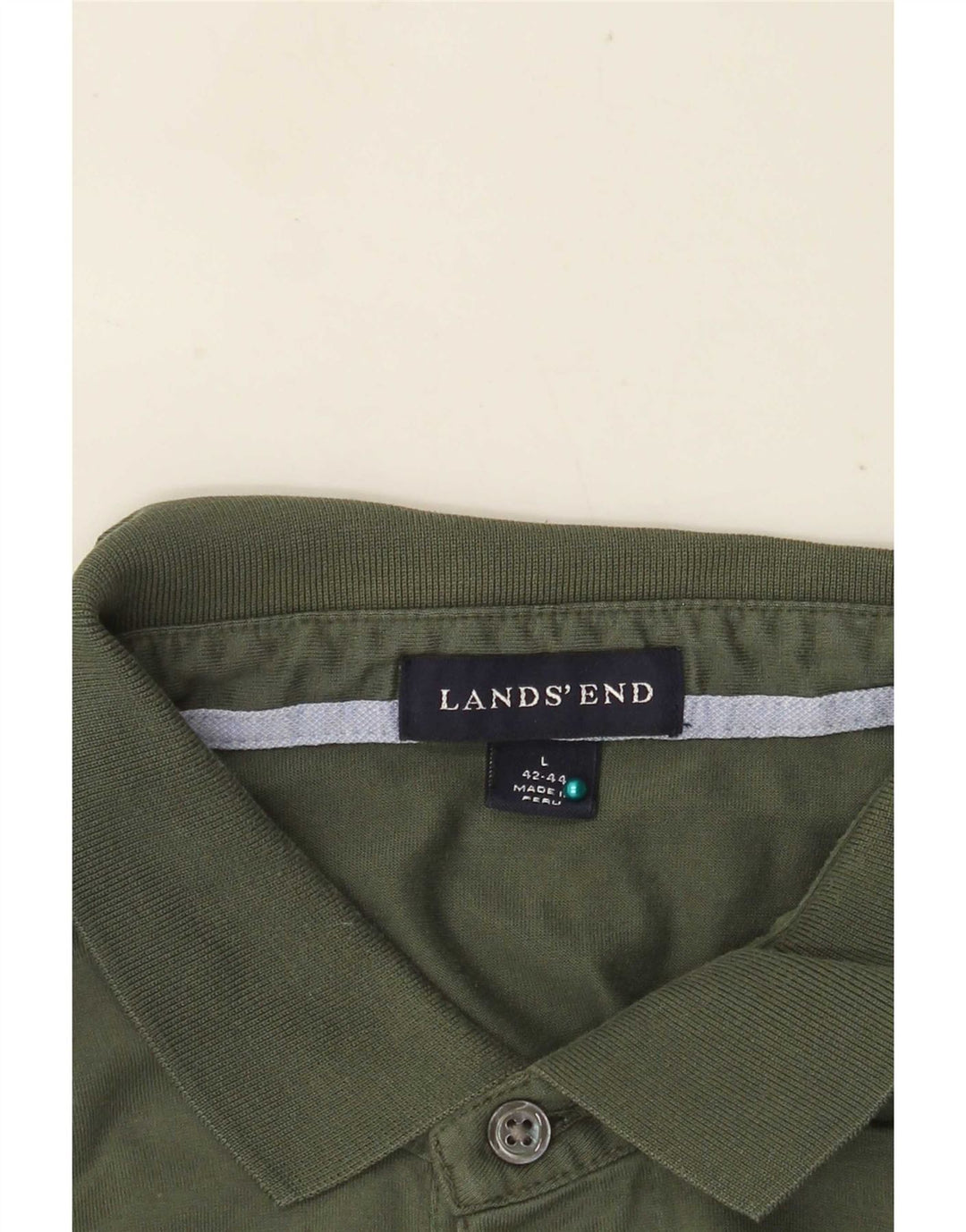 Polo da uomo a maniche lunghe Lands End grande in cotone verde