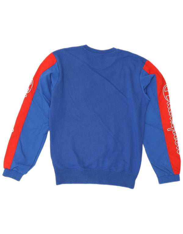 Felpa grafica da uomo Champion Jumper XS Blu Colourblock Cotton