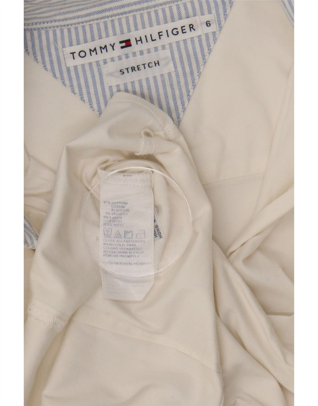 TOMMY HILFIGER Womens Shirt US 6 Medium White Cotton Vintage Tommy Hilfiger and Second-Hand Tommy Hilfiger from Messina Hembry 
