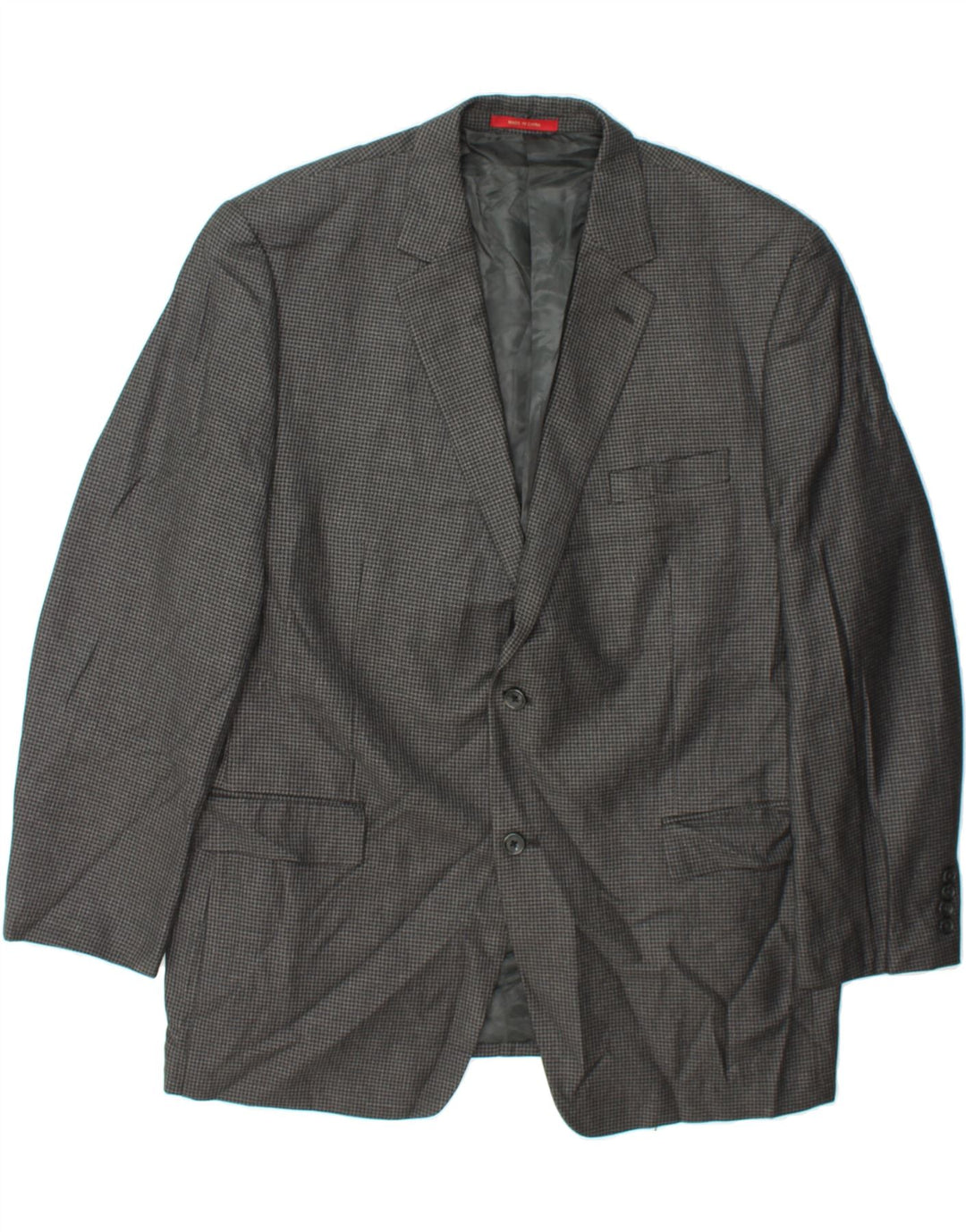 IZOD Mens 2 Button Blazer Jacket UK 46 3XL Grey Houndstooth Polyester Vintage Izod and Second-Hand Izod from Messina Hembry 
