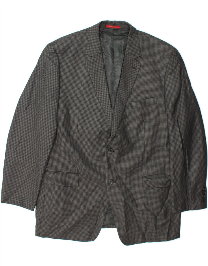 IZOD Mens 2 Button Blazer Jacket UK 46 3XL Grey Houndstooth Polyester Vintage Izod and Second-Hand Izod from Messina Hembry 
