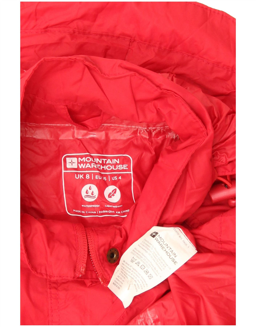 Giacca antipioggia con cappuccio da donna Mountain Warehouse UK 8 Small Nylon rosso
