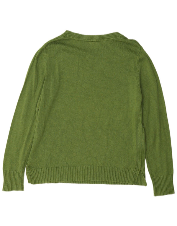 Maglione maglione con scollo a barca da donna di White Stuff UK 16 grande cotone verde