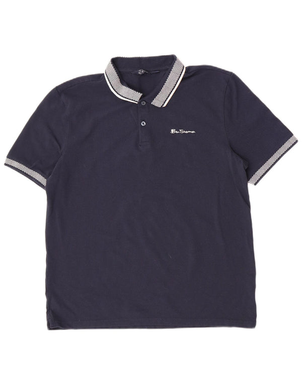 Polo da uomo Ben Sherman grande in cotone a righe blu navy