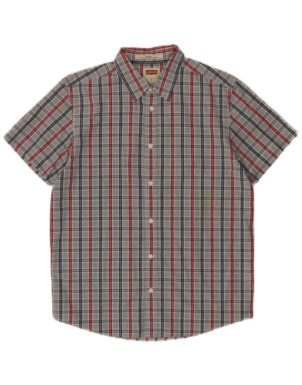 Camicia Levi's da uomo a maniche corte vestibilità standard in cotone a quadri blu medio