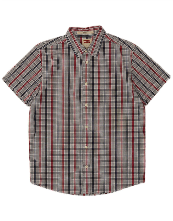 Camicia Levi's da uomo a maniche corte vestibilità standard in cotone a quadri blu medio