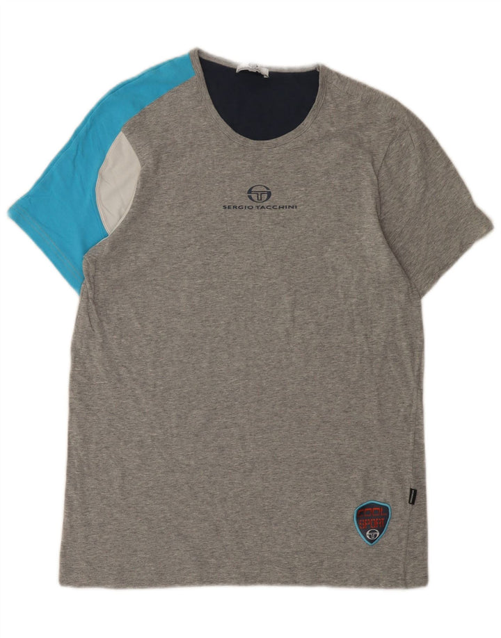 T-shirt grafica da uomo Sergio Tacchini Top Small in cotone color block grigio