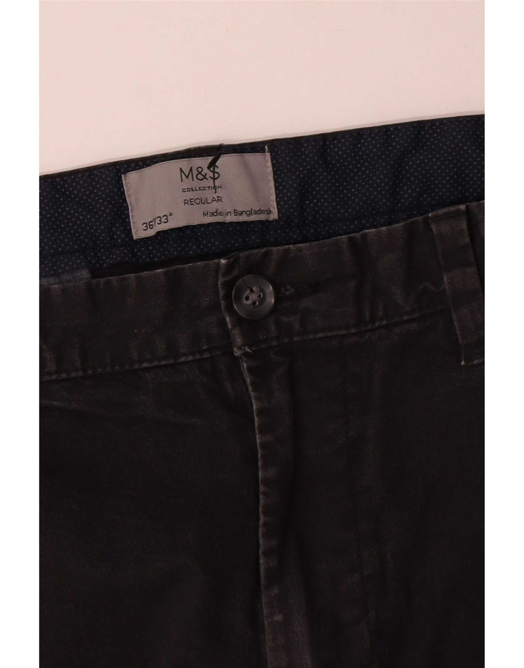 Pantaloni chino vestibilità regolare da uomo Marks & Spencer W36 L30 cotone nero