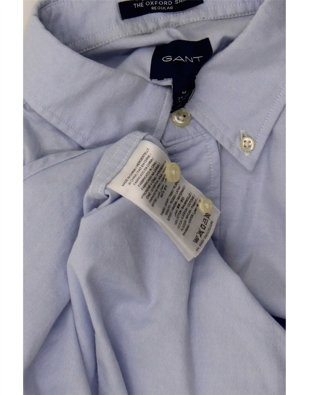 Gant Camicia da uomo a maniche corte vestibilità regolare taglia 39 cotone blu medio