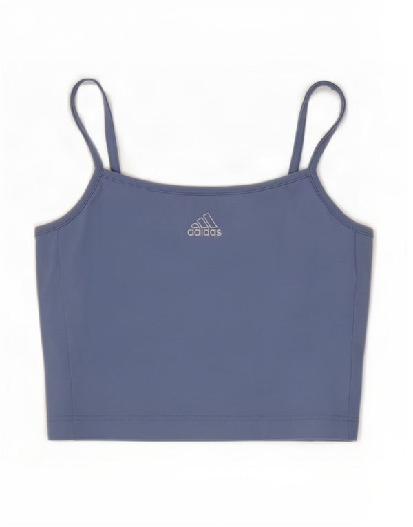 Top reggiseno sportivo senza maniche Adidas da donna UK 4 XS blu
