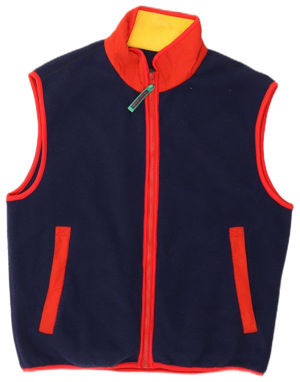 Gilet in pile da uomo Henry Cottons UK 40 Large Blu Navy Colourblock Poliestere