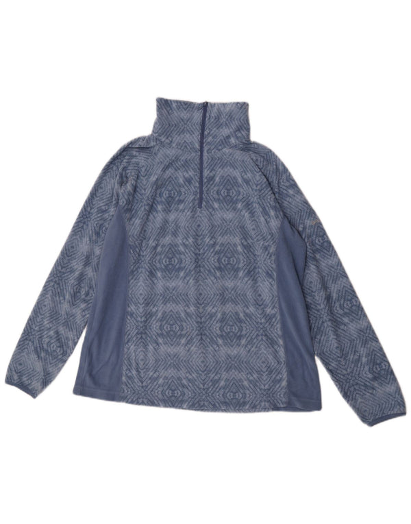 Maglione in pile da donna Columbia con collo e zip UK 18 XL Poliestere geometrico blu