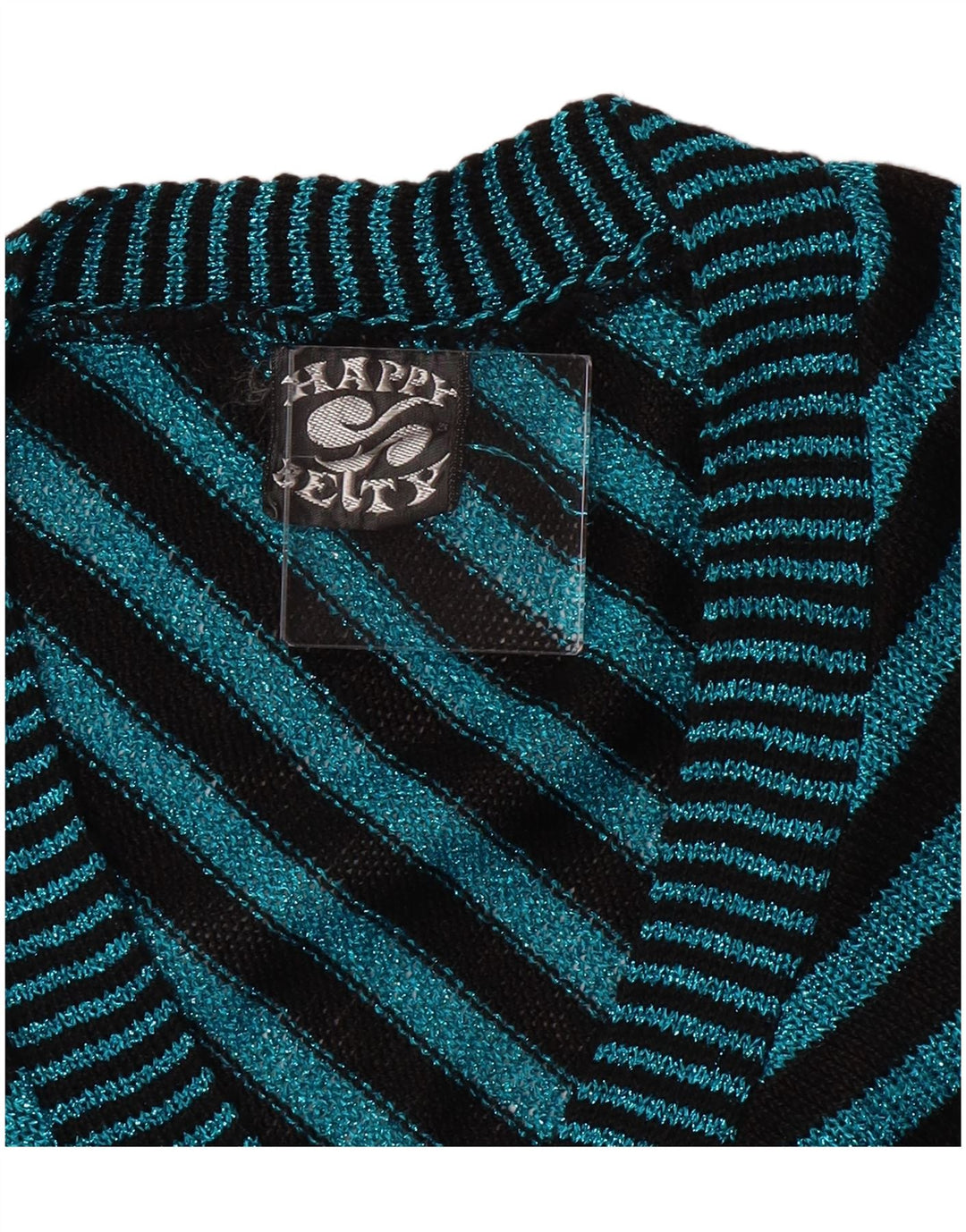 Maglione cardigan con scollo a V vintage da donna UK 6 XS a righe turchesi