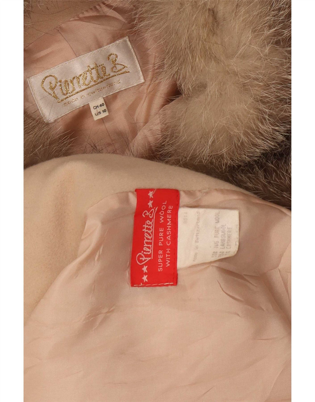 Cappotto doppiopetto da donna Pierrette B US 10 Large Beige Wool