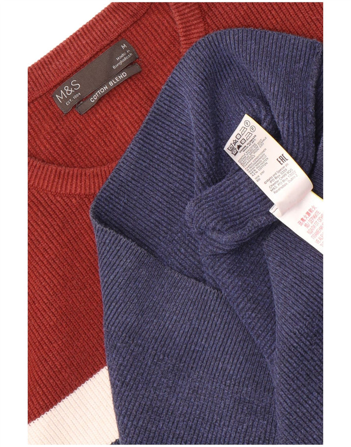 Maglione maglione girocollo da uomo Marks & Spencer color block medio blu navy