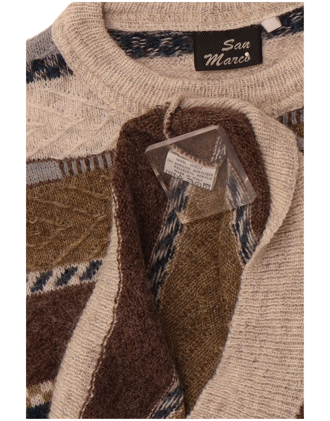 Maglione da uomo girocollo SAN MARCO in lana a righe grigio medio