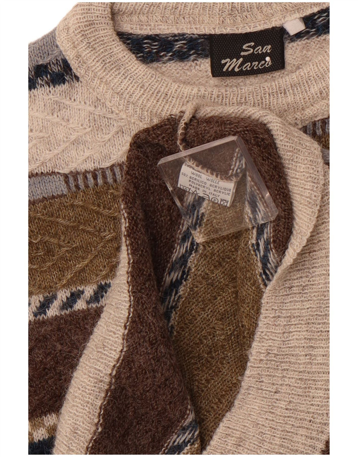 Maglione da uomo girocollo SAN MARCO in lana a righe grigio medio